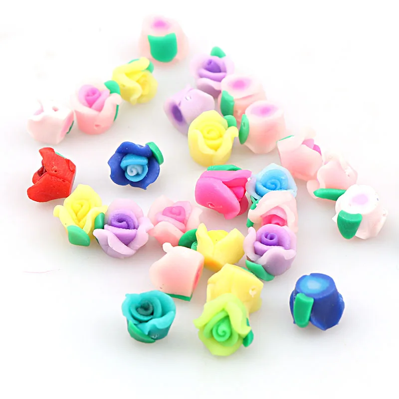 

10pieces Mini Kawaii Polymer Clay Rose Flower Flatback Beads DIY Hair Headband Decoration Jewelry Findings