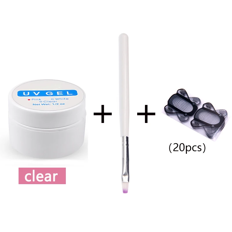clear set-01 10 шт./компл. наращивание ногтей стекловолокна ногтей Акриловые Советы Набор с наращивание ногтей гель пакет наращивание ногтей формы строительный гель - Цвет: clear set-01
