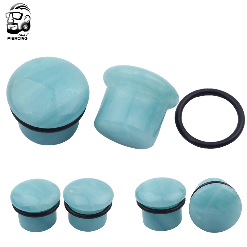 Модные серьги туннели из натурального амазонита 2 шт.|stone ear plug|plugs and tunnelsear plugs |