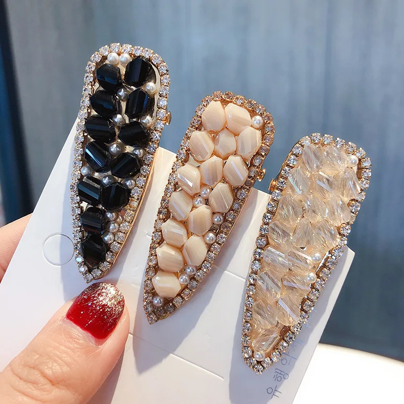 Женские крупные геометрические заколки для волос корейские с камнями