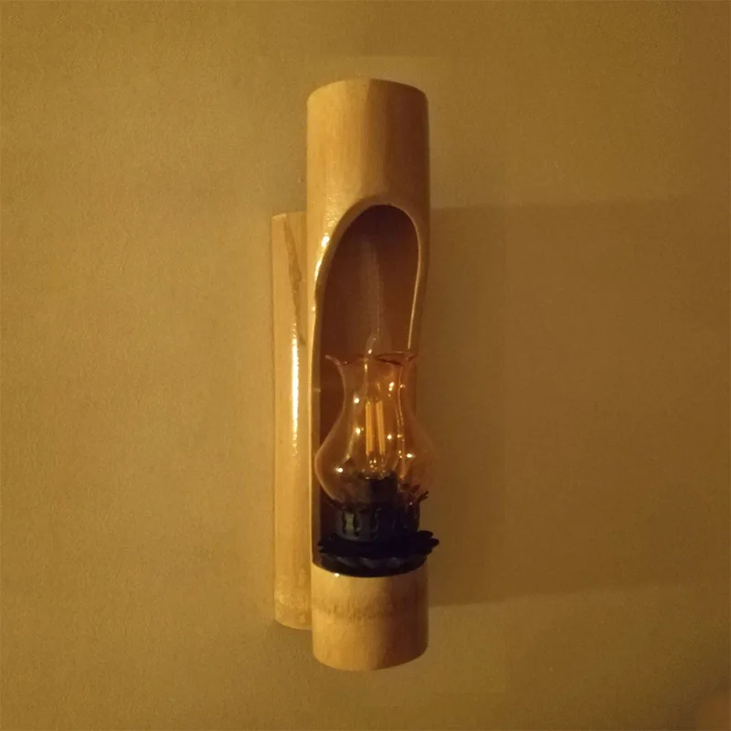 

Retro Indoor outdoor led wall light wood +glass shade with E14 candle bulb, industrial wall lamp antique sconce lights bedroom