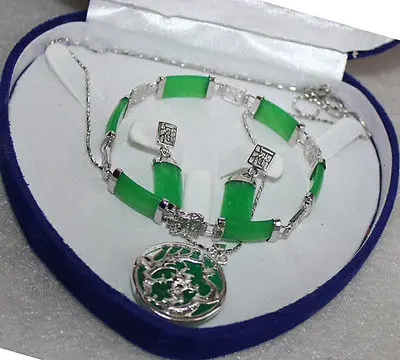 Зеленая Подвеска из хризопраза Errings Набор браслетов&gt ^ 18K позолоченные часы оптом