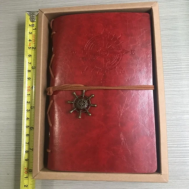 red Пиратский дневник журнал путешествий; Записная книжка Ретро Якорь Обложка из искусственной кожи блокнот путешественник книга винтаж дневник пустой струны спираль - Цвет: red