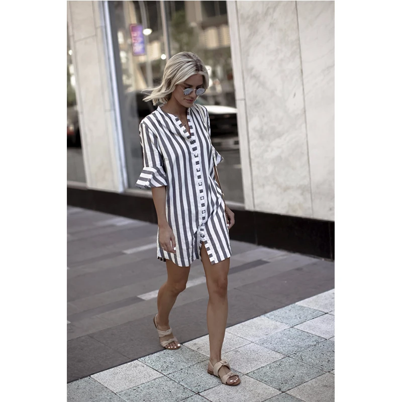 Женская Асимметричная блузка в полоску повседневная винтажная офисном стиле с