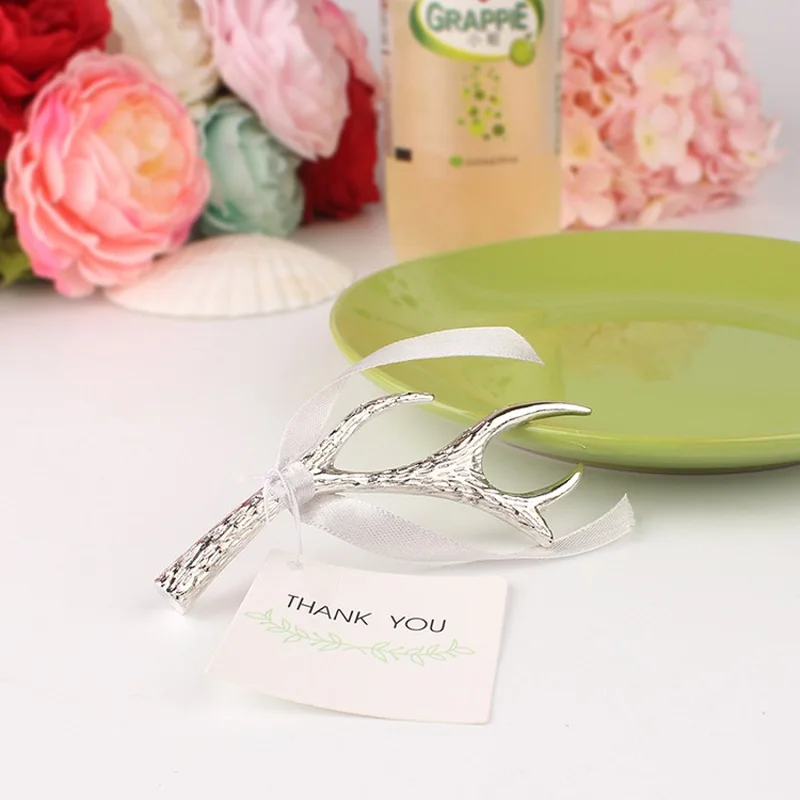 

100pcs Silver Metal Antler Beer Bottle Opener Favors for Wedding Bridal Shower Guests Return Gifts Wholesale W9955