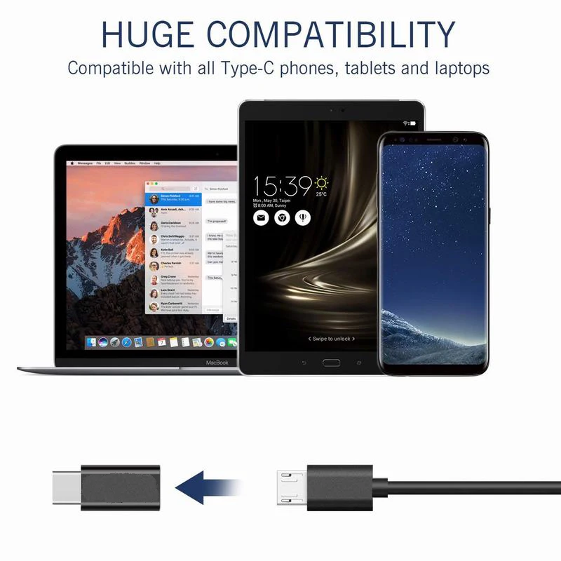 Hsmeilleur Micro USB адаптер Type C для преобразования быстрой зарядки Samsung S9 S8 Note 8 Oneplus 6 5 Macbook