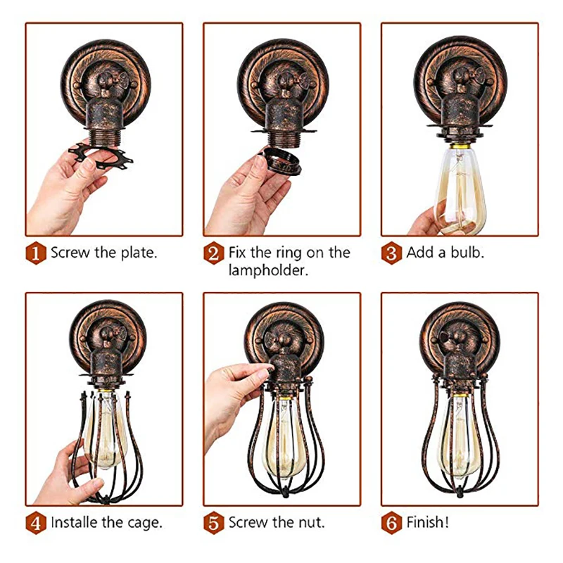 2 шт настенный светильник Винтаж E27 деревенский Крытый промышленный