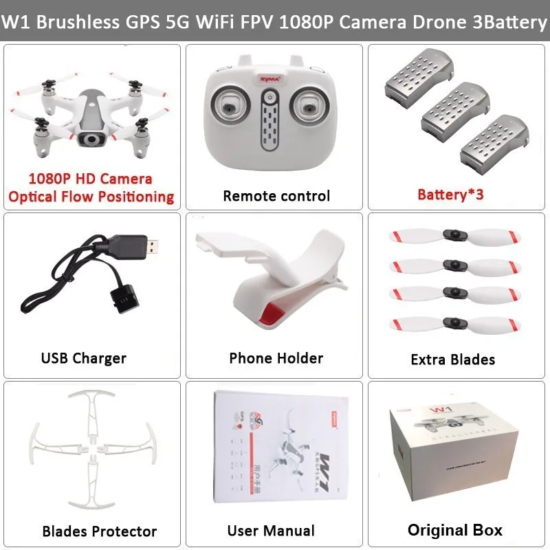 1080P 3BAT BOX Новейший Дрон Syma W1, Gps, 5g, Wi-Fi, Fpv с регулируемой камерой 1080p Hd, режим следования за мной, жесты, Радиоуправляемый квадрокоптер Vs F11, Sg906, Дрон - Цвет: 1080P 3BAT BOX
