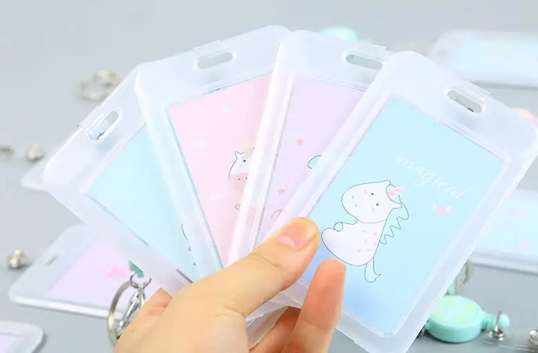 1 шт. Kawaii Единорог кошка фрукты прозрачный банк футляры для идентификационных карт Чехол для карт студенческий Бизнес Кредитные карты сумка канцелярские принадлежности