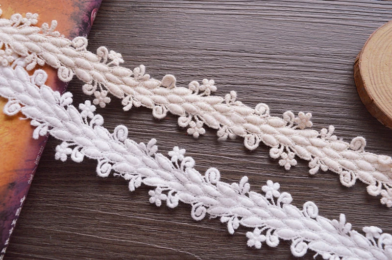 

15 yard 3.3cm 1.29" wide ivory/beige cotton fabric embroidered tapes lace trim ribbon QL4K313