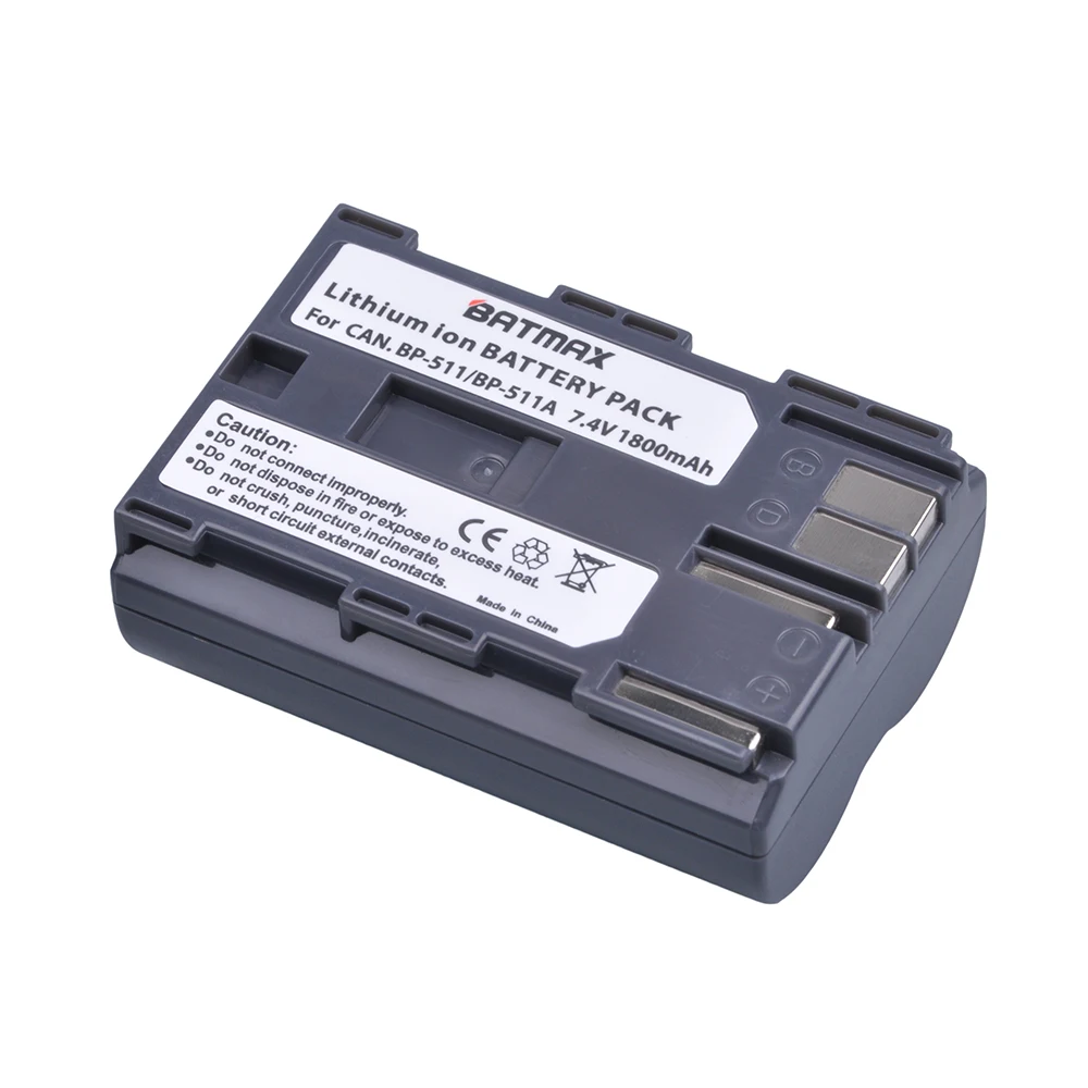 1 шт. 1800 мАч BP-511 BP-511A BP 511A Сменный аккумулятор для камеры Canon G6 G5 G3 G2 G1 EOS 300D 50D 40D 30D 20D 5D