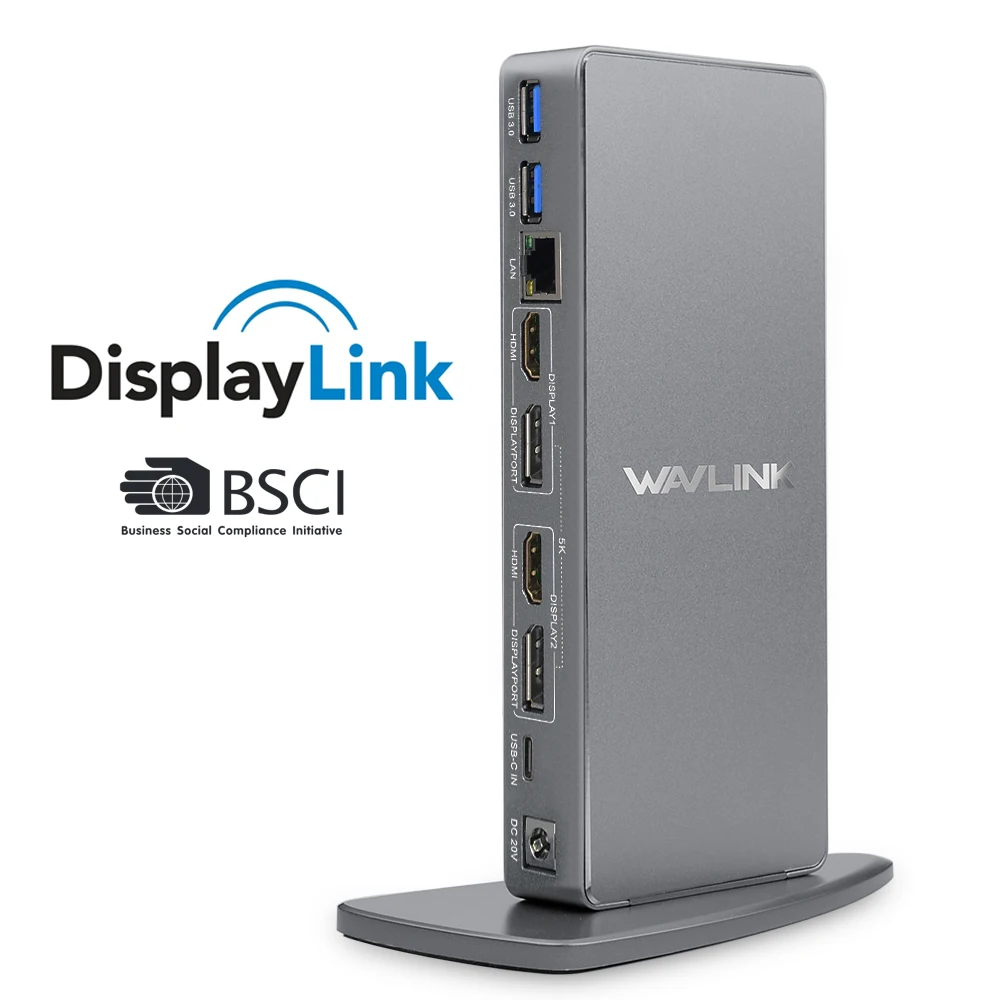 Wavlink алюминиевая USB C Универсальная док-станция USB 3,0 Ultra 5K Dual 4K@ 60Hz HD несколько дисплеев HDMI/Gigabit Ethernet Windows