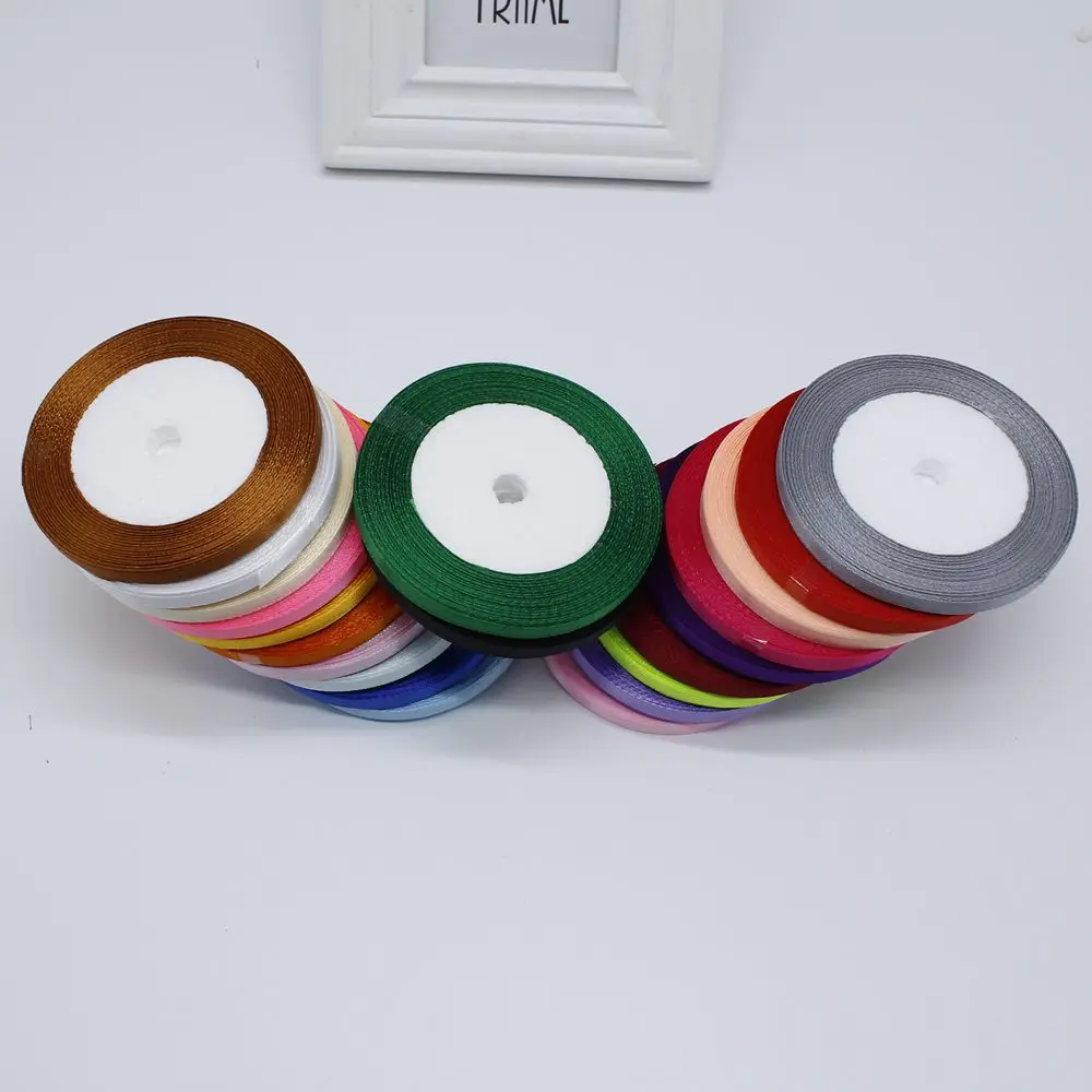 Атласная лента для свадебной вечеринки 6 мм 25 ярдов 22 м|25 yard|silk satin ribbonsatin ribbon |