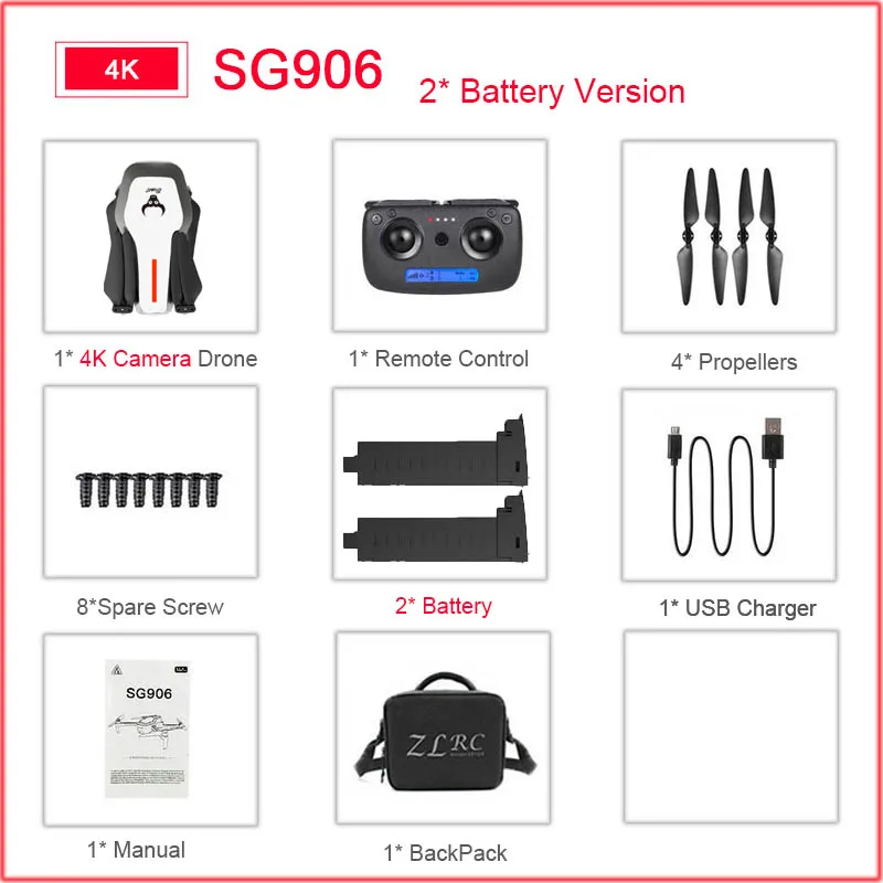 SG906 5G 1080P 4K HD WiFi камера Складная FPV игрушка, Дрон на дистанционном управлении RTF gps следить за мной/рука жестов стрельба 23 мин Время полета Вертолет - Цвет: W-4k-2B-BackPack