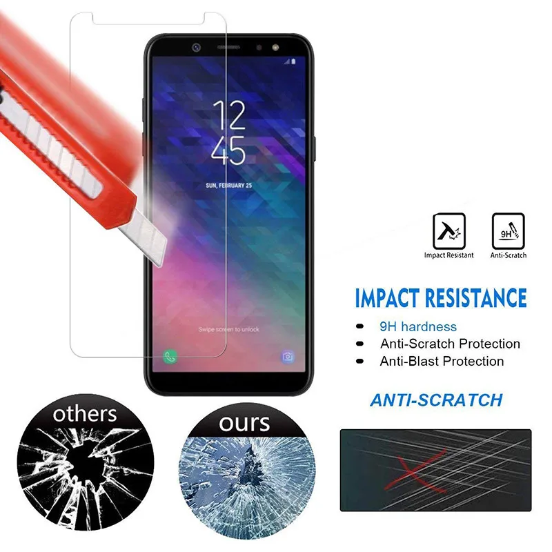 Закаленное стекло 9H 2.5D для Samsung A6 J6 Plus 2018 Galaxy Защитная пленка экрана + | Мобильные