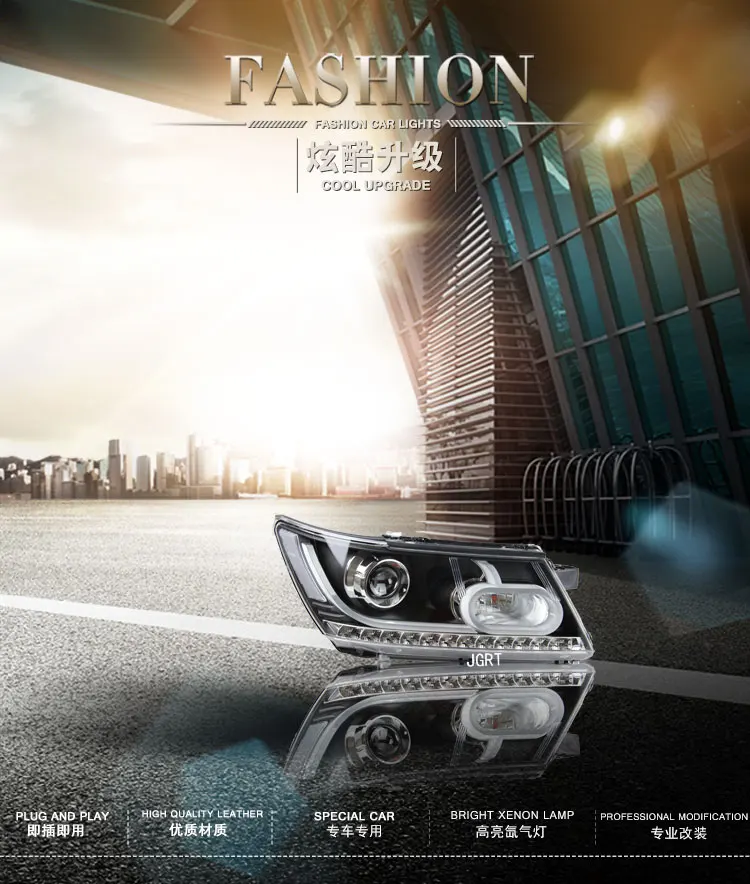 2 шт. светодиодный фары для автомобиля Fiat Freemont 2012-, светодиодный фонарь с двумя ксеноновыми линзами, автомобильные аксессуары, дневные ходовые огни