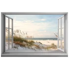 5D DIY Алмазная картина, Пляжное море окно, полный квадратный Круглый Алмаз вышивка крестиком набор домашний декор мозаика для комнаты LG2067
