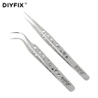 DIYFIX прецизионный Пинцет для электроники, антистатические изогнутые прямые наконечники, Нержавеющая Щипцы для ремонта телефона, наборы ручных инструментов