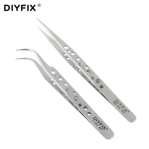 DIYFIX прецизионный Пинцет для электроники, антистатические изогнутые прямые наконечники, Нержавеющая Щипцы для ремонта телефона, наборы ручных инструментов
