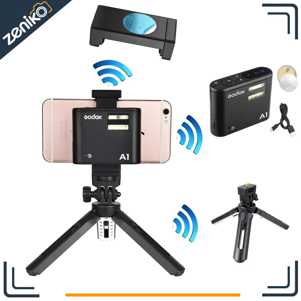 Предпродажа Godox A1 Смартфон Флэш + MT01 мини штатив мес телефон моллюск TTL Bluetooth с