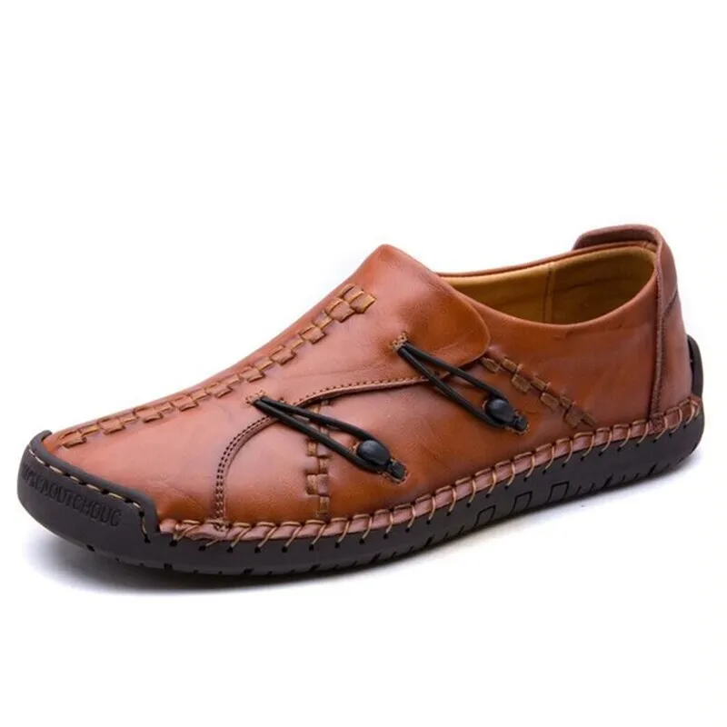 Мужские мокасины из натуральной кожи на плоской подошве весна-осень большой