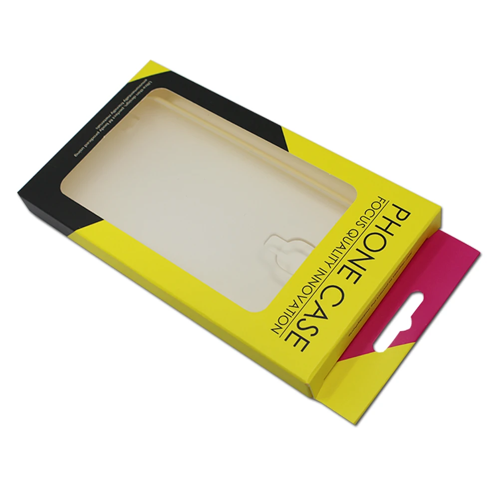 Пакет крафт бумаги коробка с Прозрачное пластиковое окно чехол для мобильного