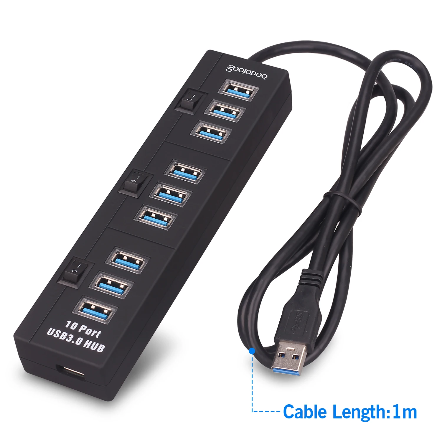 Высокоскоростной 10 портовый USB 3,0 концентратор USB разветвитель с переключателем вкл/выкл EU/US адаптер питания для ноутбука MacBook Аксессуары для ПК удлинитель