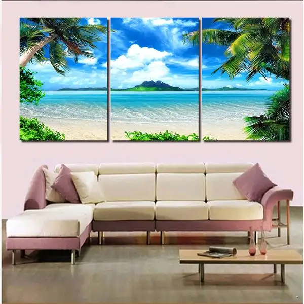 

2016 New 3 Panel Modern Printed Seascape Sea Wave Oil Canvas Painting Cuadros Seaside Wall Art Picture For Living Room Unframed