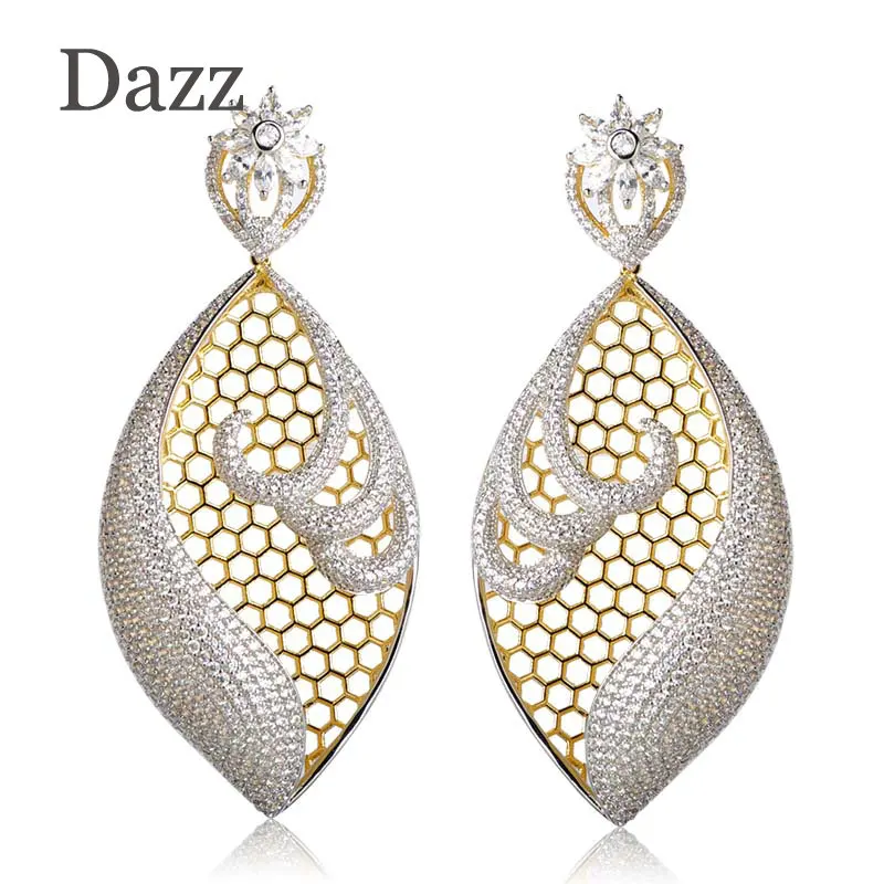Dazz 2018 модные большие свадебные серьги полная стразы в форме цветка висячие