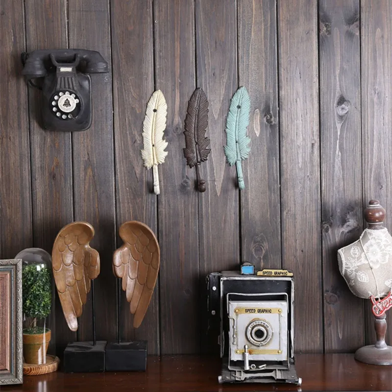 Ретро чугунный крючок в форме пера настенный для пальто и шляпы 2 шт./компл. | Дом