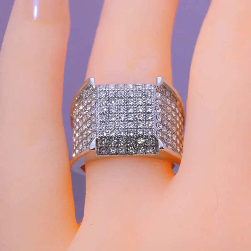 Silver Роскошные Anel серебристый циркониевый большие кольца для мужчин/женщин ювелирные изделия свадебное, на помолвку, заявление кольцо "anillos Bijoux" Famale подарки - Цвет основного камня: Silver