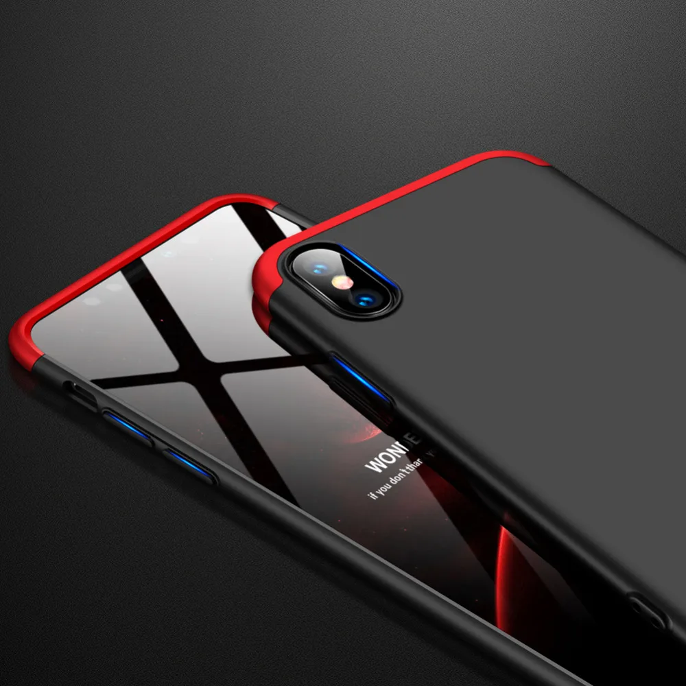GKK 360 градусов Полная защита чехол для Apple iPhone X XS противоударный жесткий 5 SE 5S 6 6s 7 8
