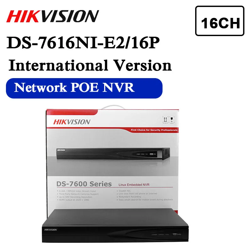 DS-7616NI-E2/16 P английская версия 16ch NVR с 2SATA 16POE порта HDMI и VGA выход Встроенный plug& play сетевой видеорегистратор POE H.264