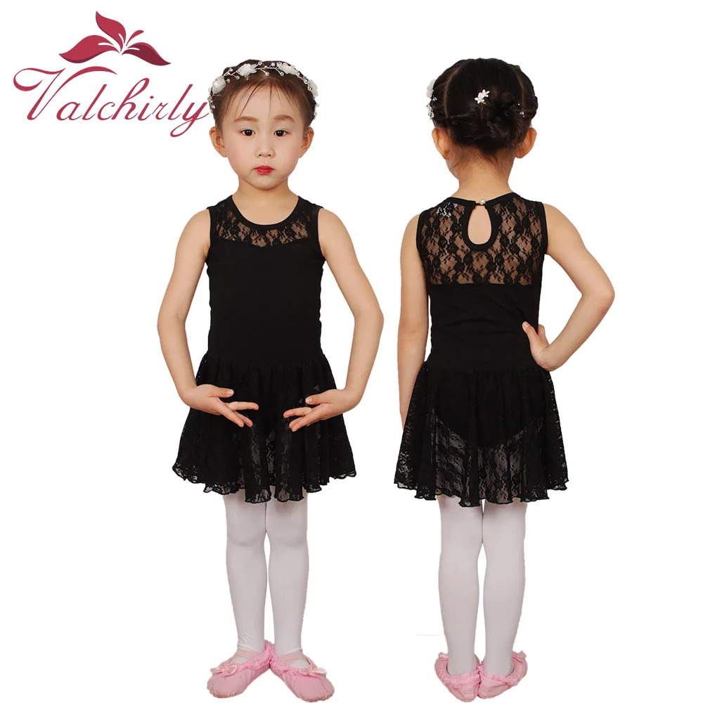 Одежда для девочек из хлопка, танцевальные трико, юбки, красивые детские кружевные гимнастические костюмы