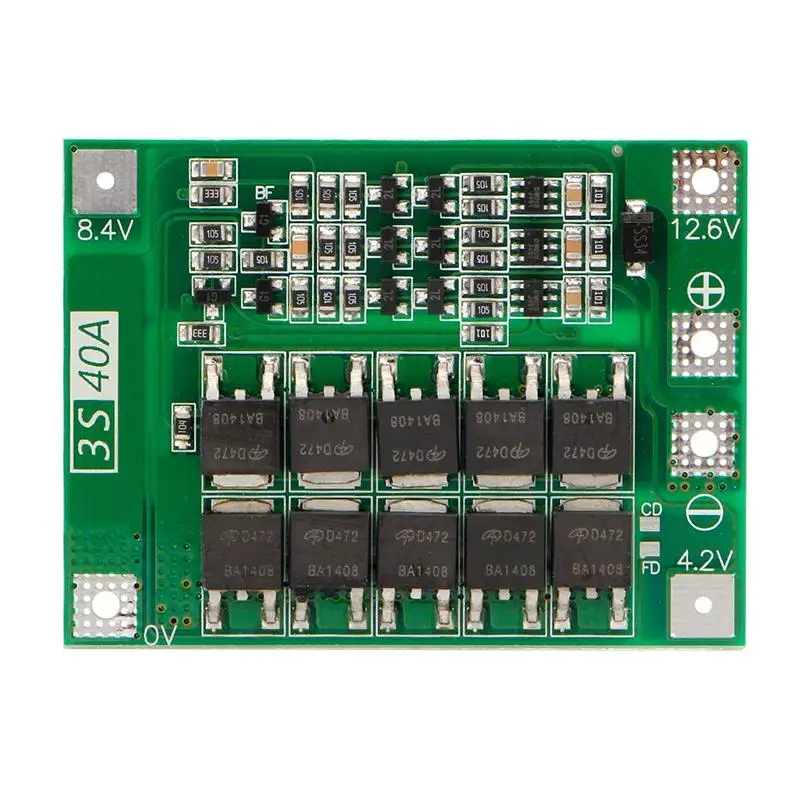 Green 3S 40A 18650 литий-ионная батарея зарядное устройство Защитная плата Pcb Bms для сверлильного двигателя 11,1 В 12,6 в Lipo ячеечный модуль - Цвет: Green