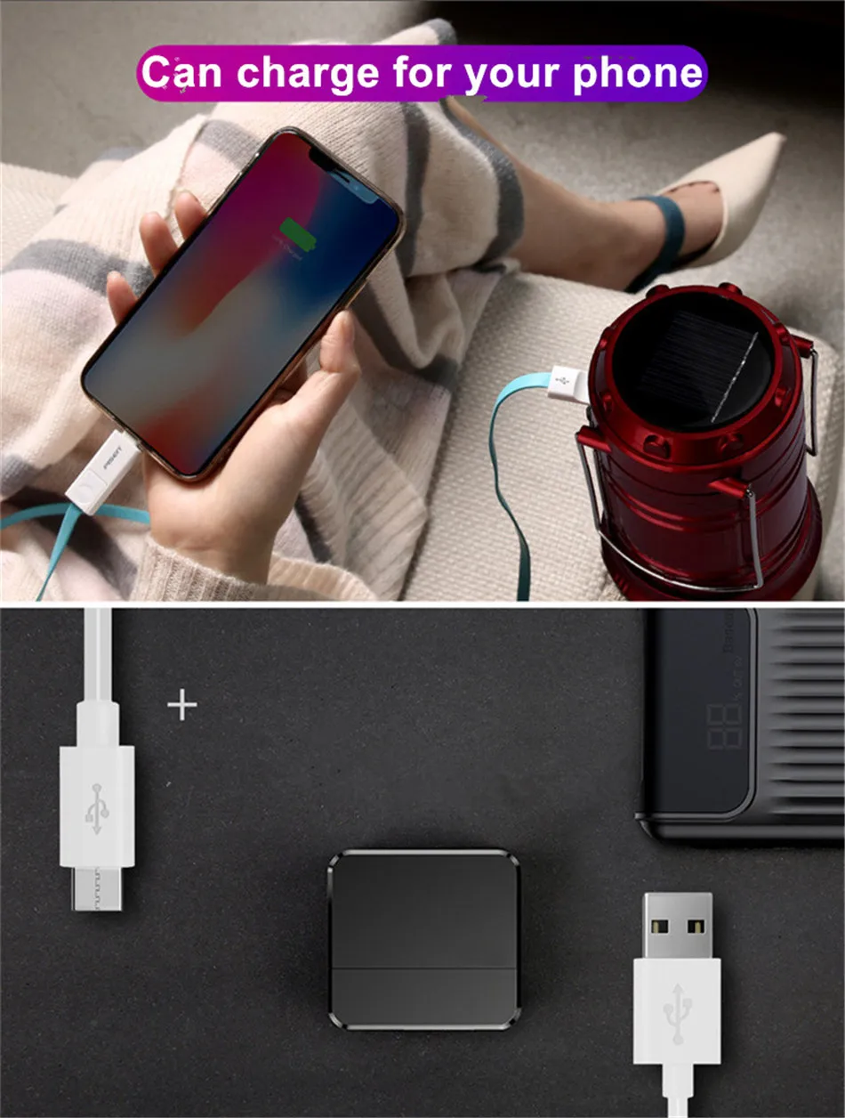 Светодиодный светильник на солнечной батарее перезаряжаемый+ USB зарядка уличный аварийный солнечный светильник для кемпинга, туризма, рыбалки