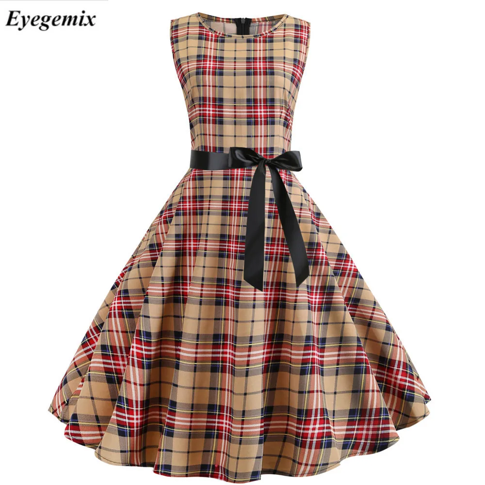 Цветочные принты винтажное платье с высокой талией женское 2019 летнее Vestido