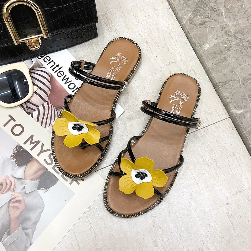 Женские шлепанцы на плоской подошве повседневные с цветами Espadrilles лето 2019 | Обувь