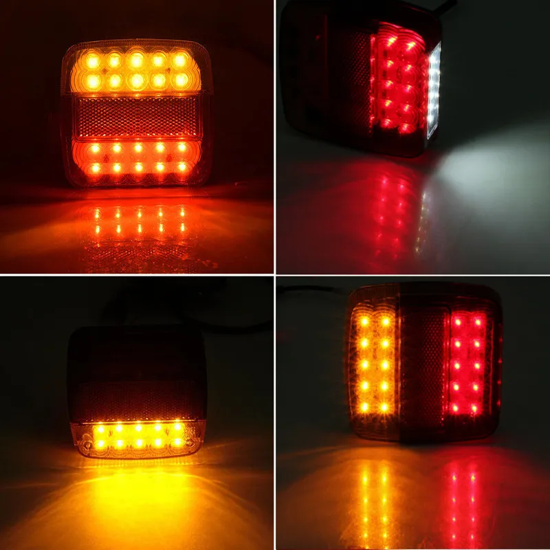 Отражатели 2 шт мощностью 12V для кузов КАМАЗа УАЗ грузовик с прицепом 26LED хвост светильник задний светильник сигнала поворота Стоп-сигнал 6LED номерной знак светильник лодка пикап