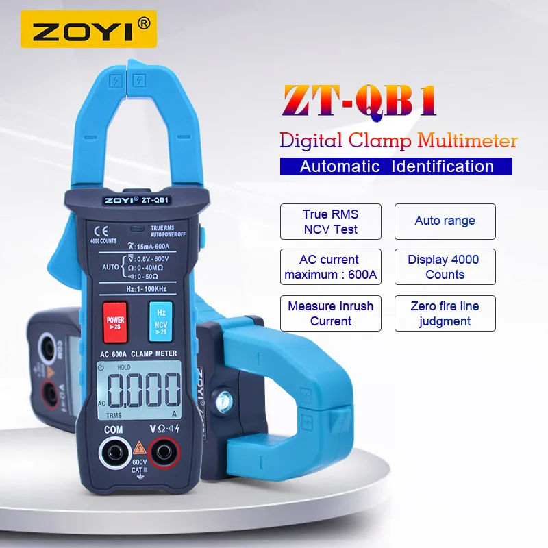 Цифровой мультиметр зажим ZOYI Φ 4000 True RMS токоизмеритель зажима Вольтметр
