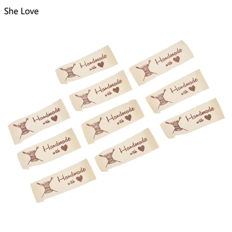 Chzimade 200PCs Handmade With Love Cotton Garment Labels Sewing Household Textile Patchwork Apparel Accessories | Дом и сад