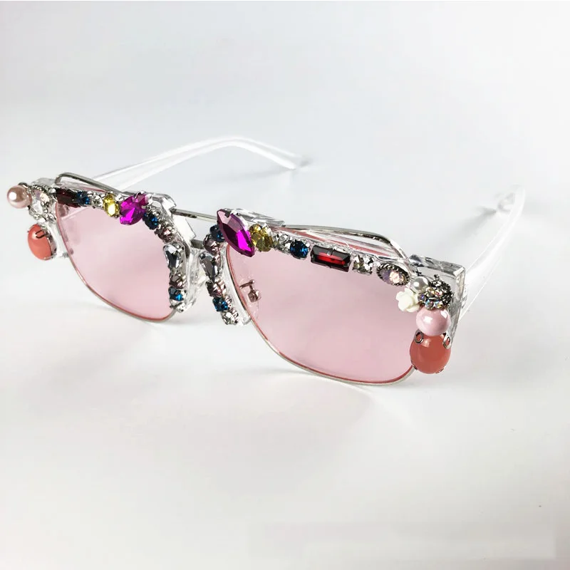 Square Pearl Diamond Sunglasses for Women Brand Designer Transparent Sun Glasses Eyewear Shades Oculos Lunette de soleil Gafas | Аксессуары