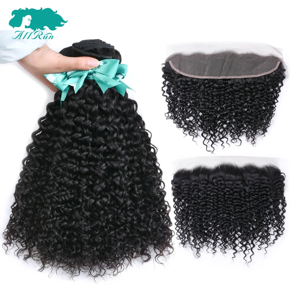 AllRun Kinky Curly 13*4 синтетический Frontal шнурка волос синтетическое закрытие 2/3 не Реми