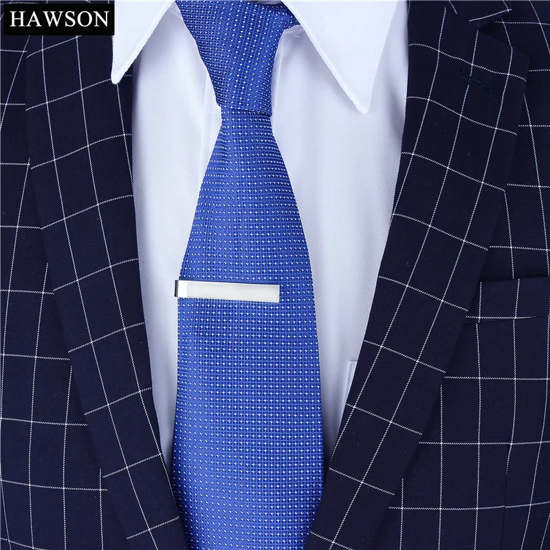 Простой зажим для галстука HAWSON серебристый деловой и авторский подарок