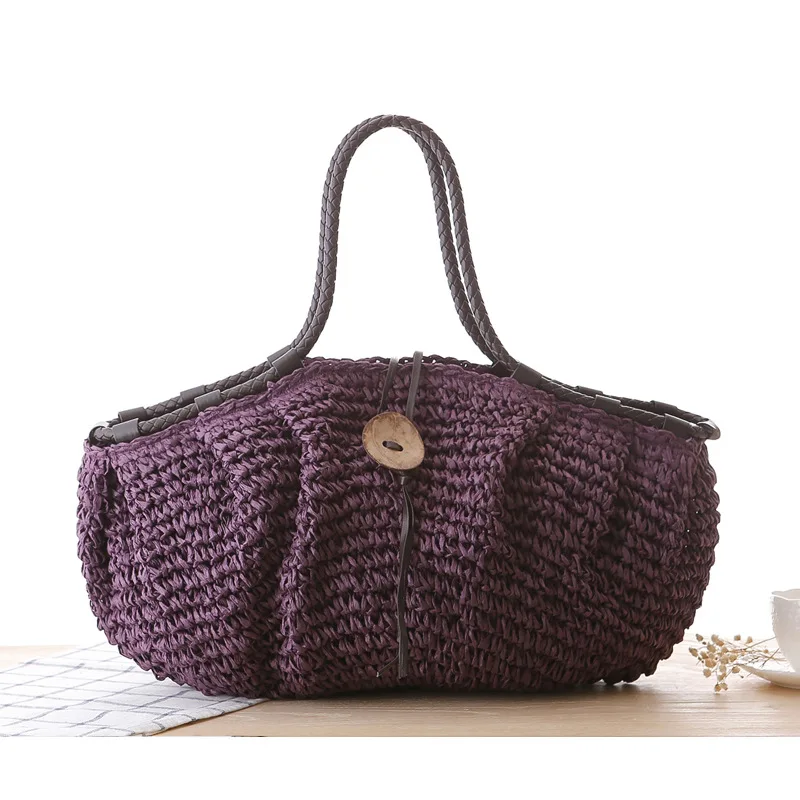 Dropshipping 2018 Women Top-Handle Bags Coconut buckle straw bag summer Travel beach large capacity Handbags for | Багаж и сумки