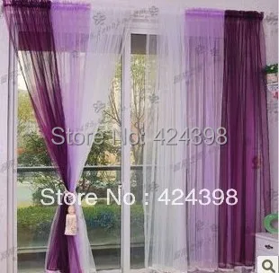 Fashion finished curtain cloth for window gradient laciness screens sheer curtains cortinas yarn blue purple pink green | Дом и сад