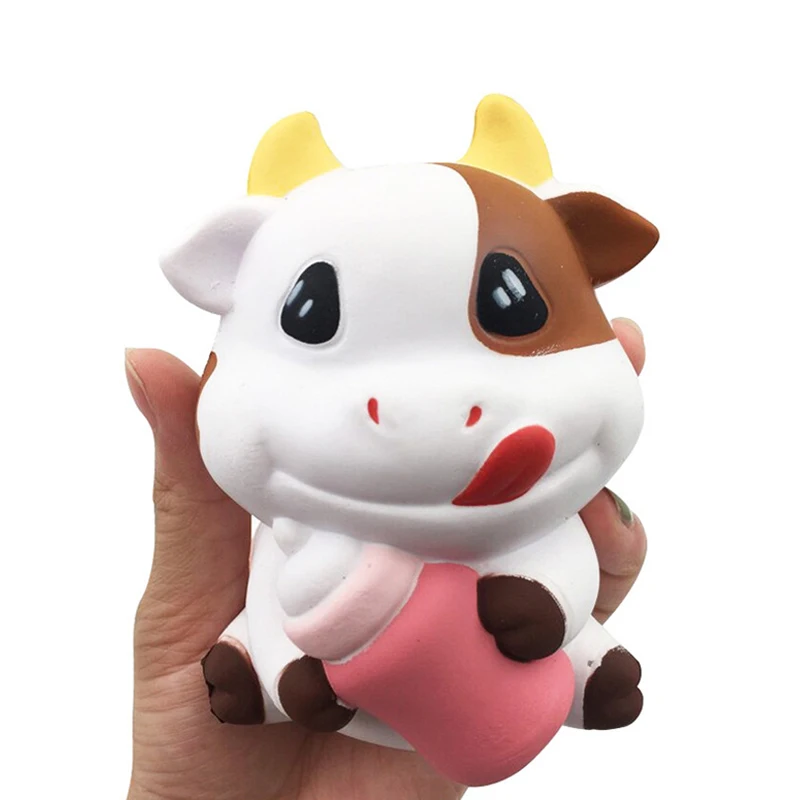 New Cute Bottle Cow Squishy Simulation Cream Scented Slow Rising Soft Squeeze Toy Stress Relief Novelty Fun for Kid Xmas Gift