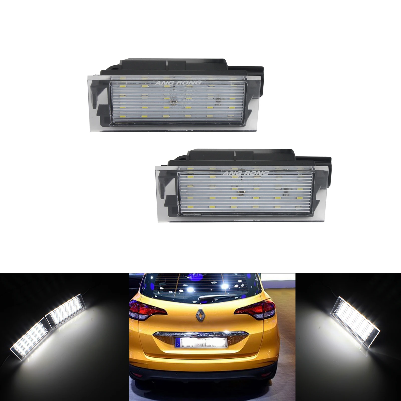 2X светодиодный номерной знак ANGRONG Canbus для Renault Laguna Master Megane Trafic MK3|Сигнальная лампа|