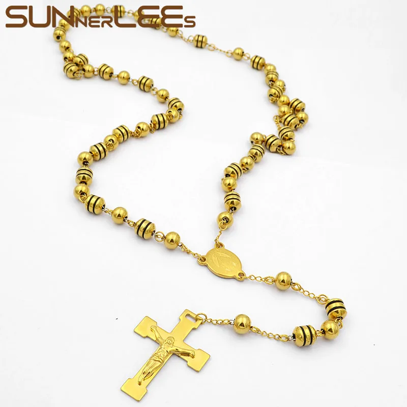 SUNNERLEES ювелирные изделия из нержавеющей стали Цепочка Из Бисера Иисус Христос