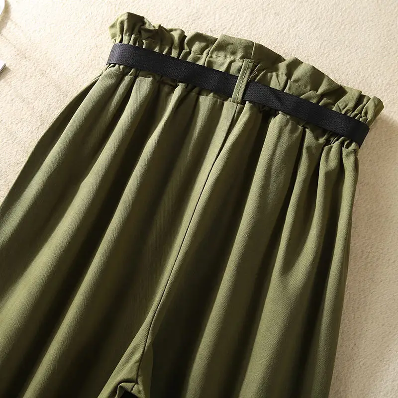 Сезон весна-лето; брюки с высокой талией; Pantalon Femme; Повседневная Уличная одежда; черные брюки; женская одежда; свободные женские брюки-карго; Q1250